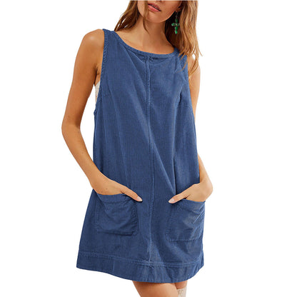 Damen Jerseykleid Lässig Rundhals mit Taschen