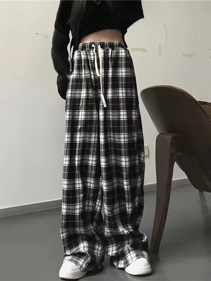 Damen Freizeithose Kariert Elastisch Bequem