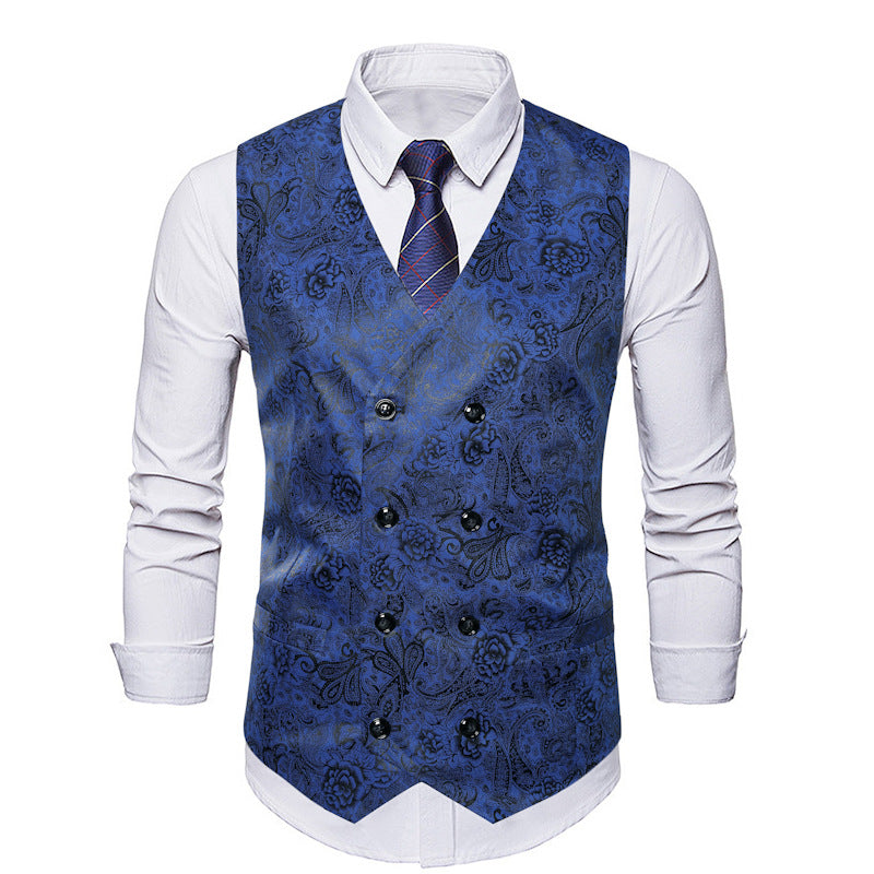 Herren Weste Elegant Blumenmuster Doppelknopf