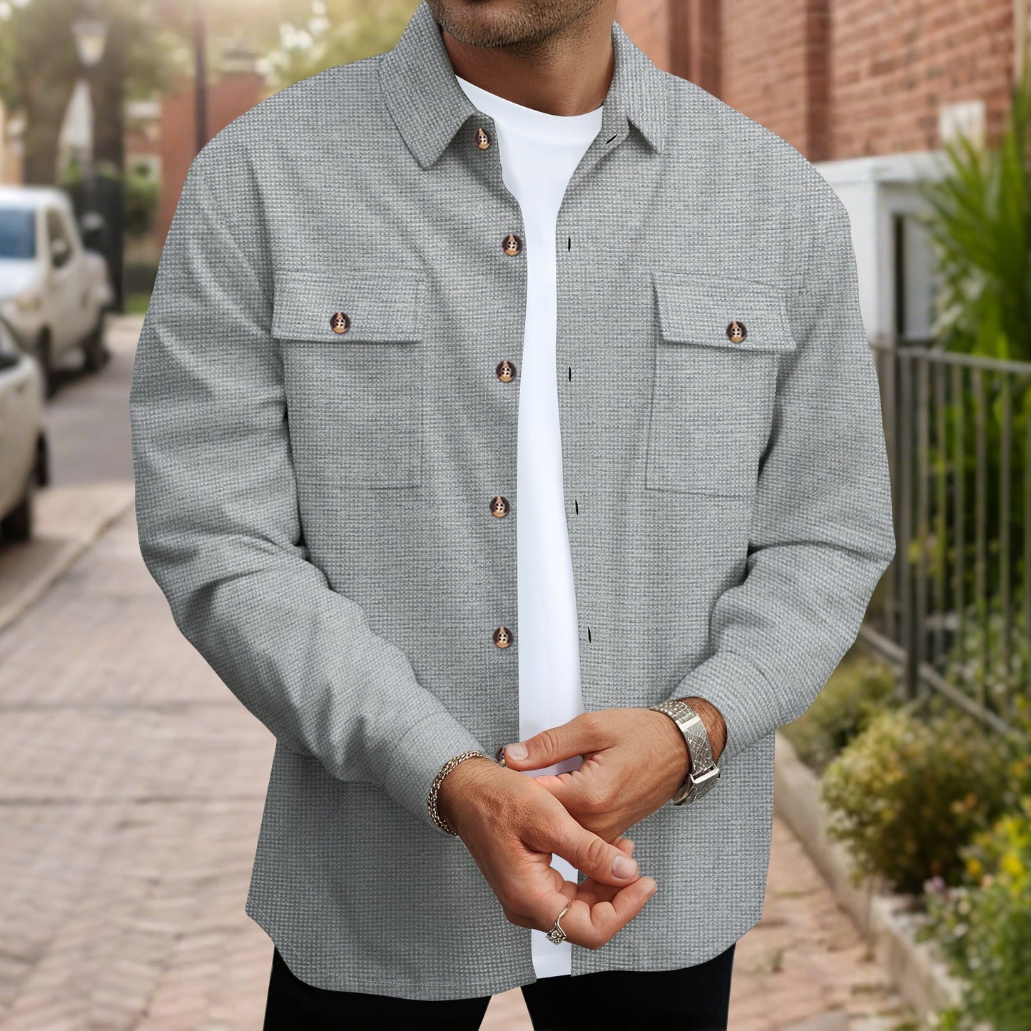 Herren Hemd Bluse Modern Taschen Design