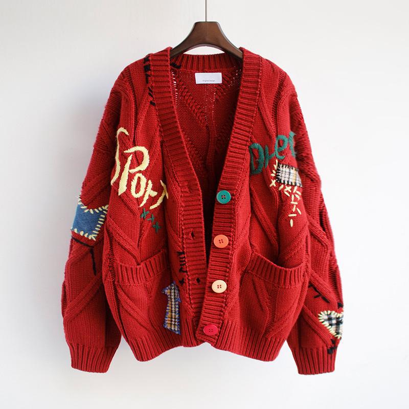 Damen Strickcardigan Bunt Knöpfe Einzigartig