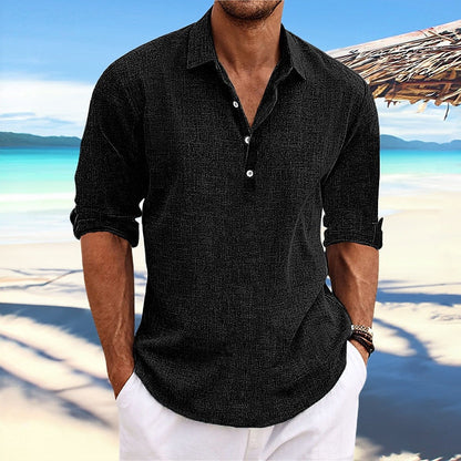 Herren Leinenhemd Bequem Sommer