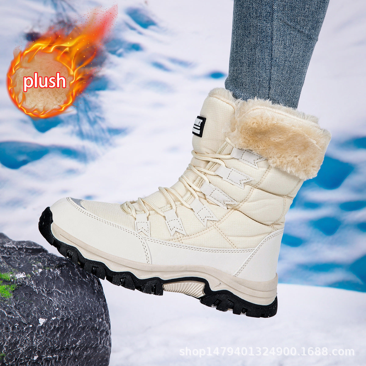 Damen Winterstiefel Warm Fleece Innensohle Rutschfest