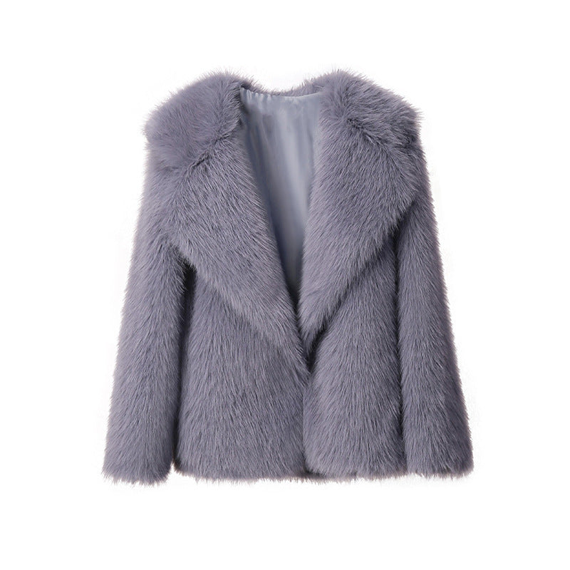 Damen Kunstpelz-Jacke Elegant Weich Schnitt