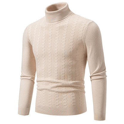 Herren Pullover Rollkragen Strick Zopfmuster