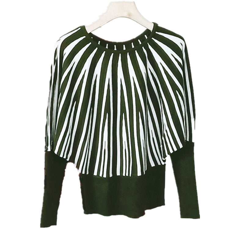 Damen Pullover Weich Streifenmuster Oversized