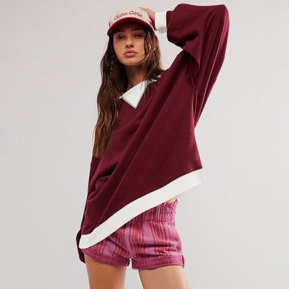 Damen Sweatshirt Oversized Weich Modern