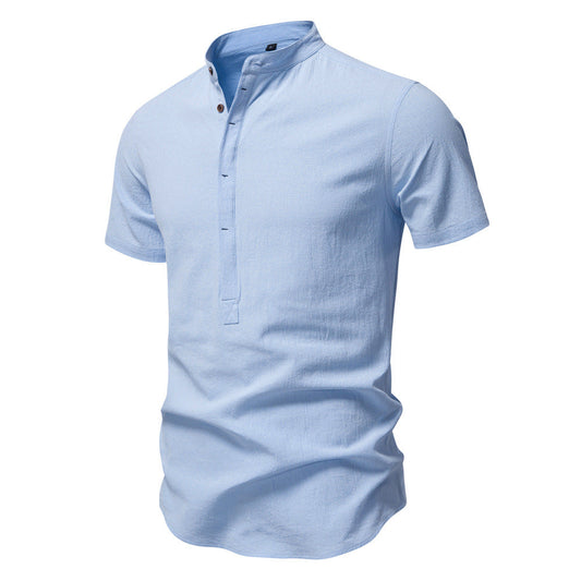 Herren Kurzarm-Shirt Modern Design Knopfleiste - IdealeKleiden
