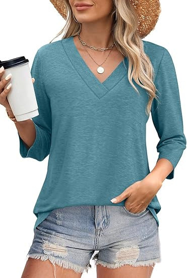 Damen Oberteil V-Ausschnitt Elegante Bluse