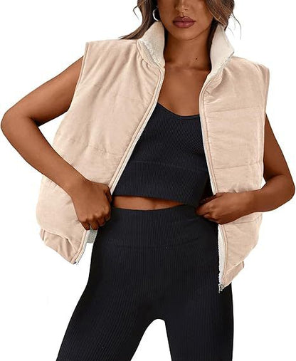 Damen Steppweste Weich Fleece Elegant