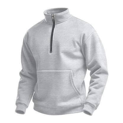 Herren Fleece Pullover Stehkragen Kängurutasche Praktisch - IdealeKleiden