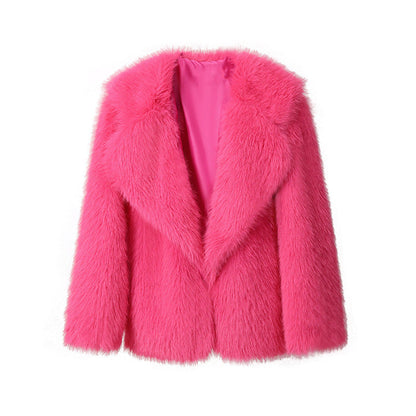 Damen Kunstpelz-Jacke Elegant Weich Schnitt