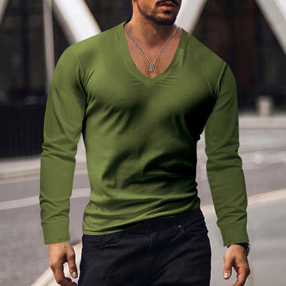 Herren Langarmshirt V-Ausschnitt Komfort Baumwolle