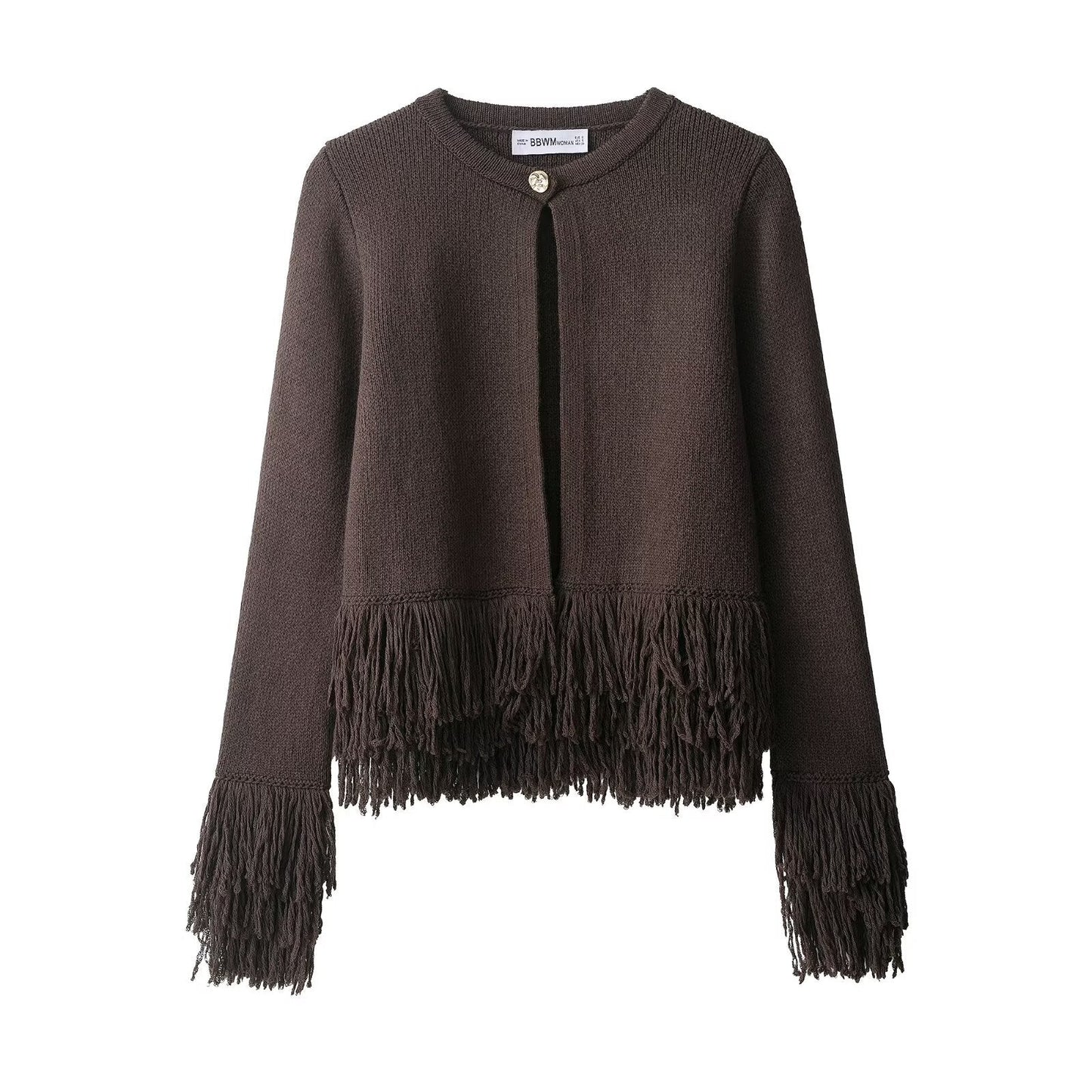 Damen Strickjacke Trendig Fransen Look