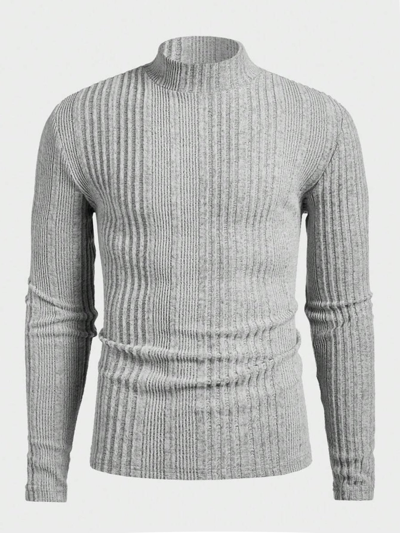 Herren Pullover Strick Hochkragen Rippoptik
