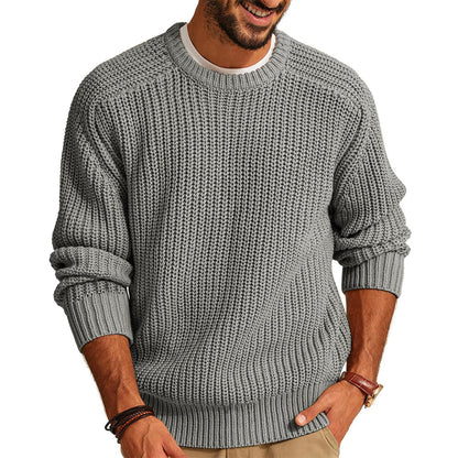 Herren Pullover Grobstrick Rundhals Lässig Elegent