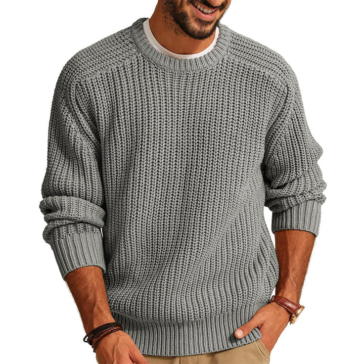 Herren Pullover Grobstrick Rundhals Lässig Elegent