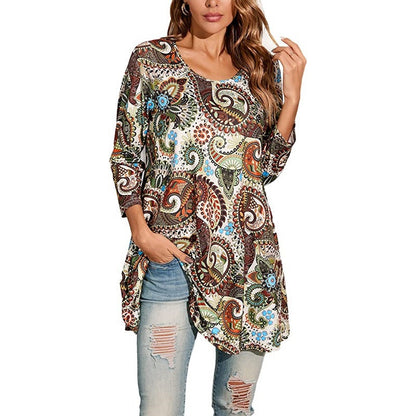 Damen Tunika Mandala Druck Sommerkleid Elegant