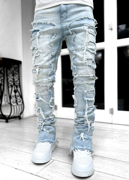 Damen Skinny Jeans mit Fransen Style