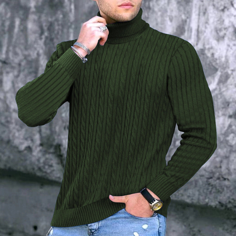 Herren Rollkragenpullover Elegantes Zopfmuster Design