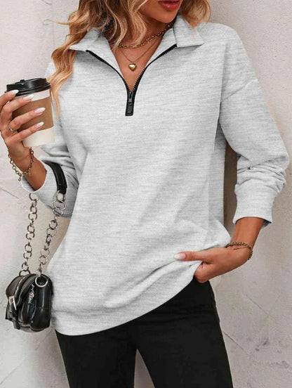Damen Sweatshirt Lässig Reißverschluss Sportlich
