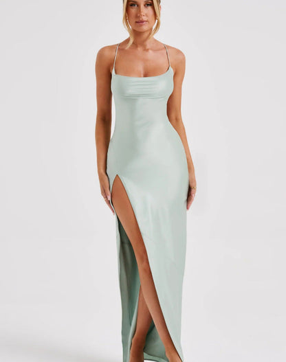Damen Maxikleid Elegant Spitze Träger Lang