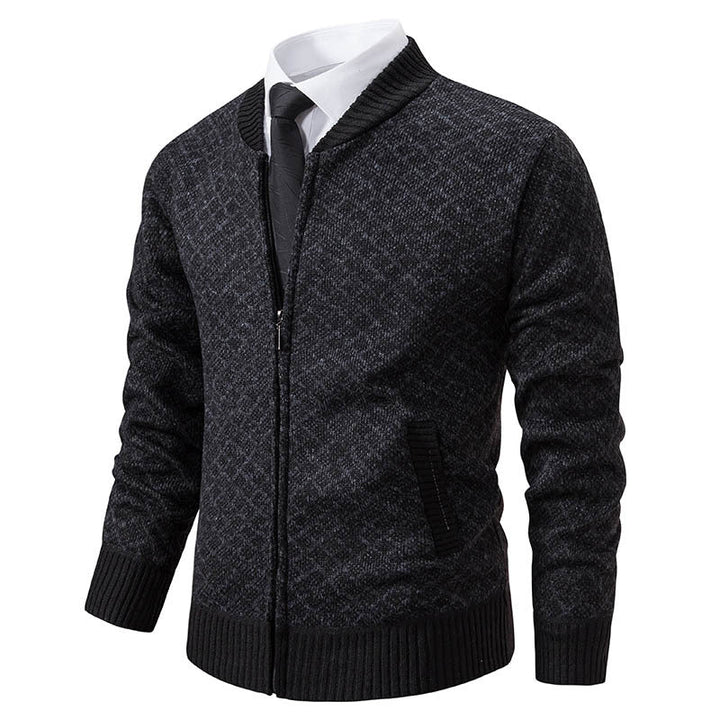 Herren Strickjacke Moderne Zippverschluss Strukturiert Stilvoll