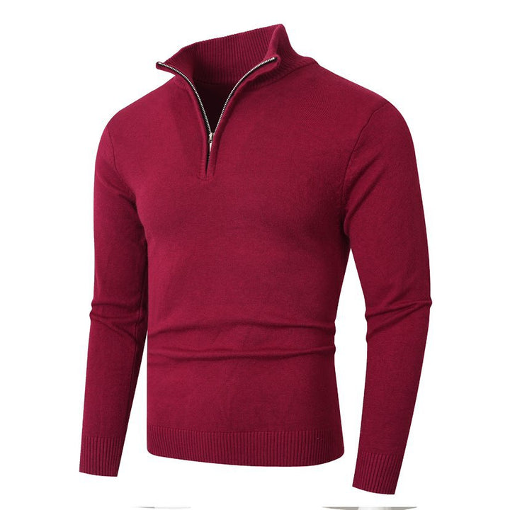 Herren Pullover Modern Halbzipper Strukturstoff