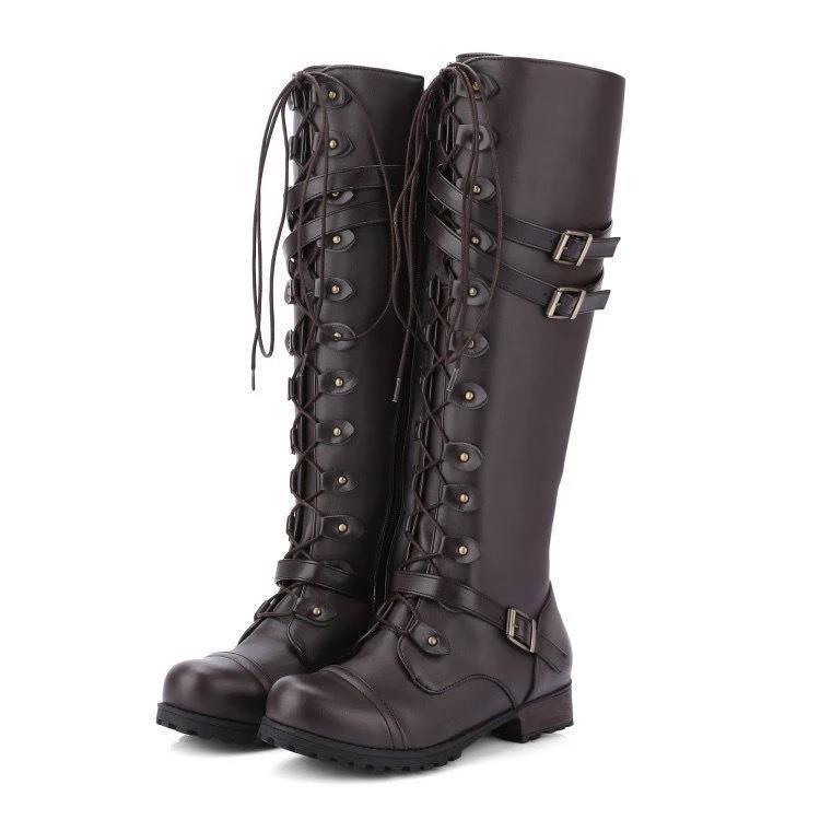 Elegante Stiefel Retro-Design Schnalle&Schnürsenkel