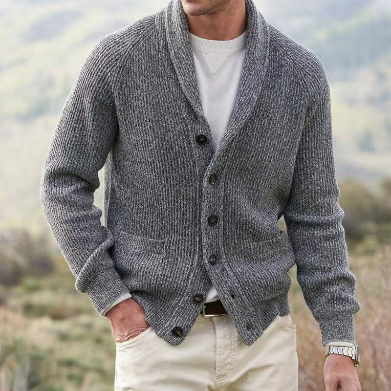 Herren Cardigan Strick Modern Schalkragen - IdealeKleiden