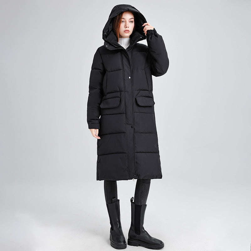 Damen Winterjacke Lang Isoliert Kapuze Warm