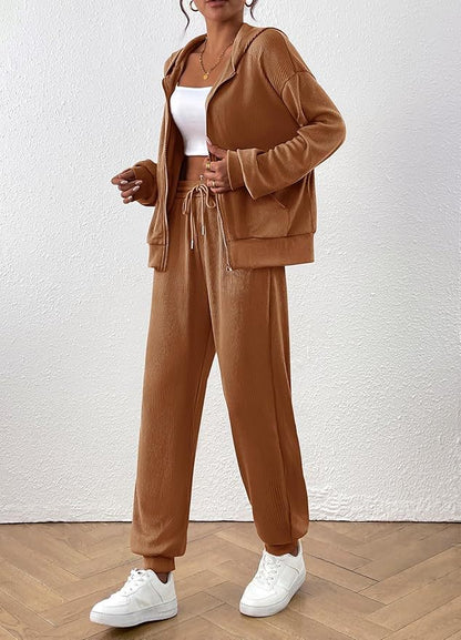 Damen Sportlich Casual Set Hoodie Jogginghose