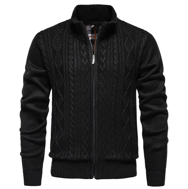 Herren Strickjacke Hochkragen Reißverschluss Sportlich