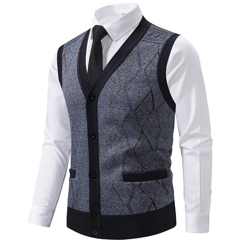 Herren Strickweste Modern Raffiniert mit Taschen - IdealeKleiden