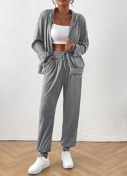 Damen Sportlich Casual Set Hoodie Jogginghose