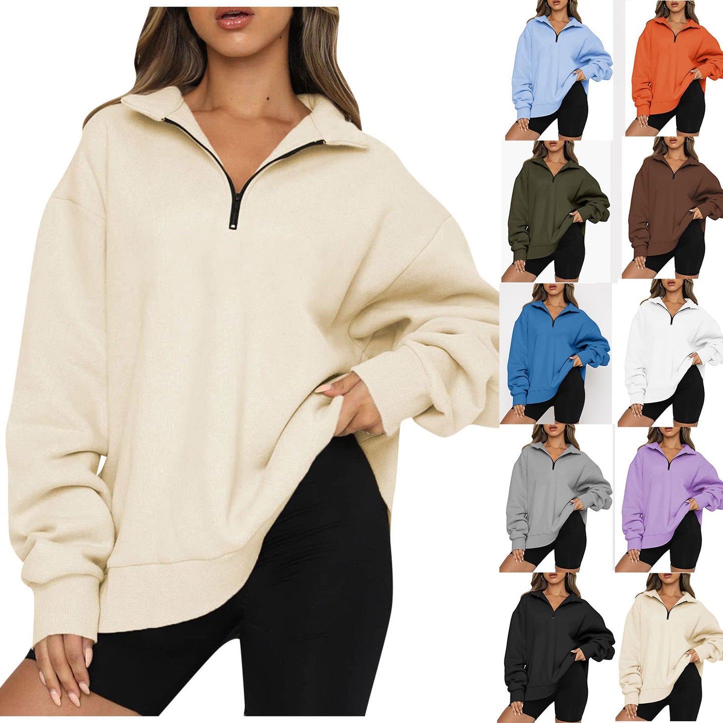 Damen Pullover Oversized Lässig Kurzärmlig Modern - IdealeKleiden