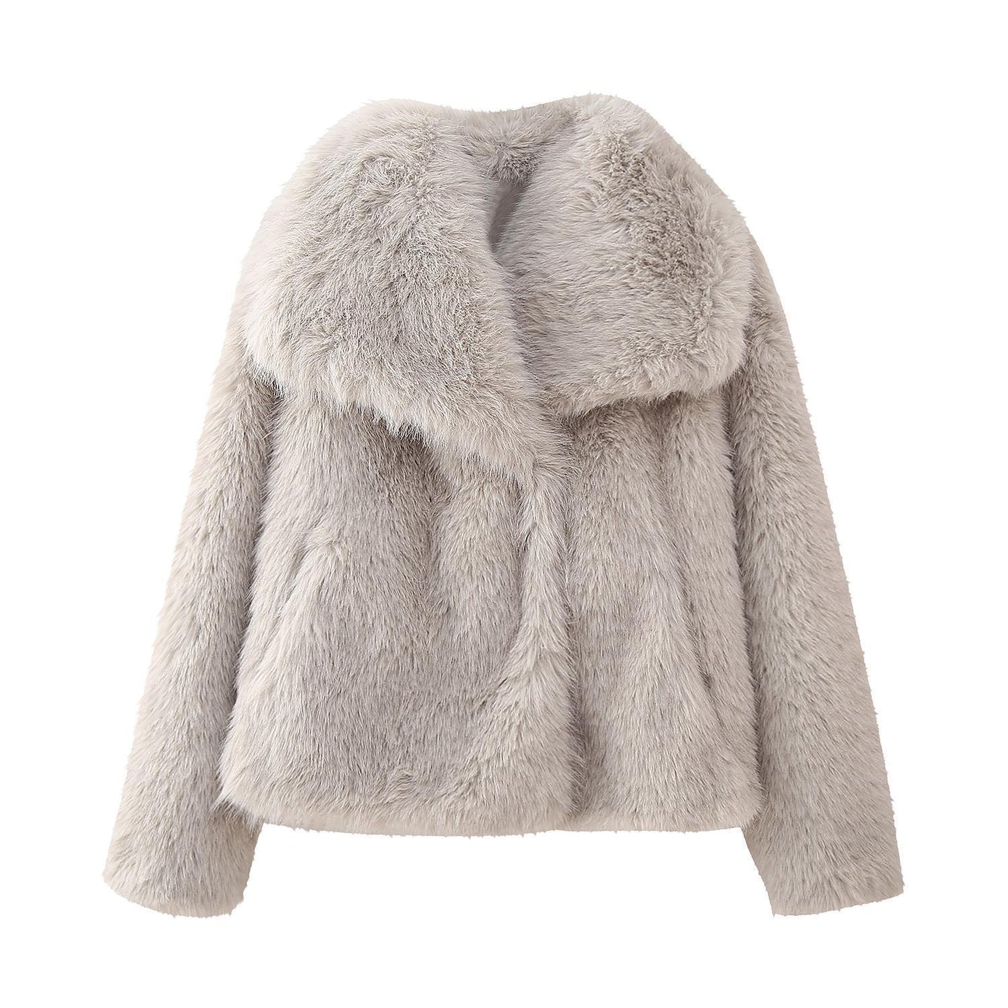 Oversized Pelzjacke Kurz Design Schal Kragen