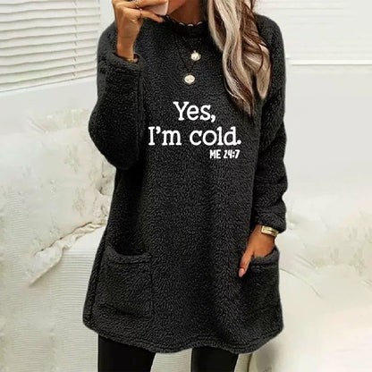 Übergröße Sweatshirt Doppelseitig Fleece Langarm mit Taschen
