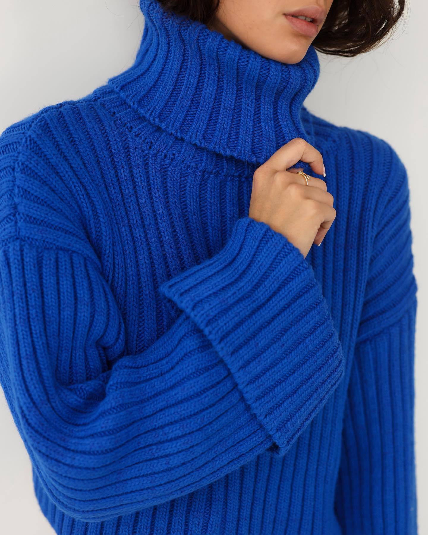 Damen Strickpullover Hochkragen Elegantes Design