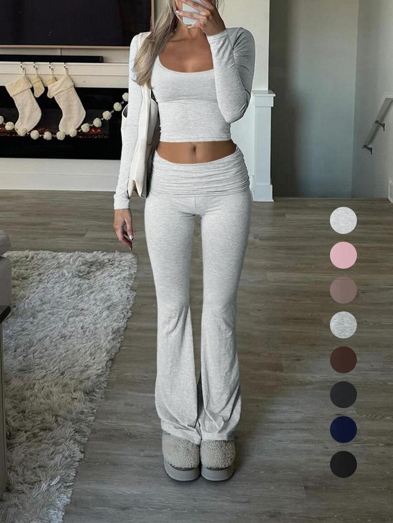 Damen Sport Set Langarm Oberteil Weite Hose