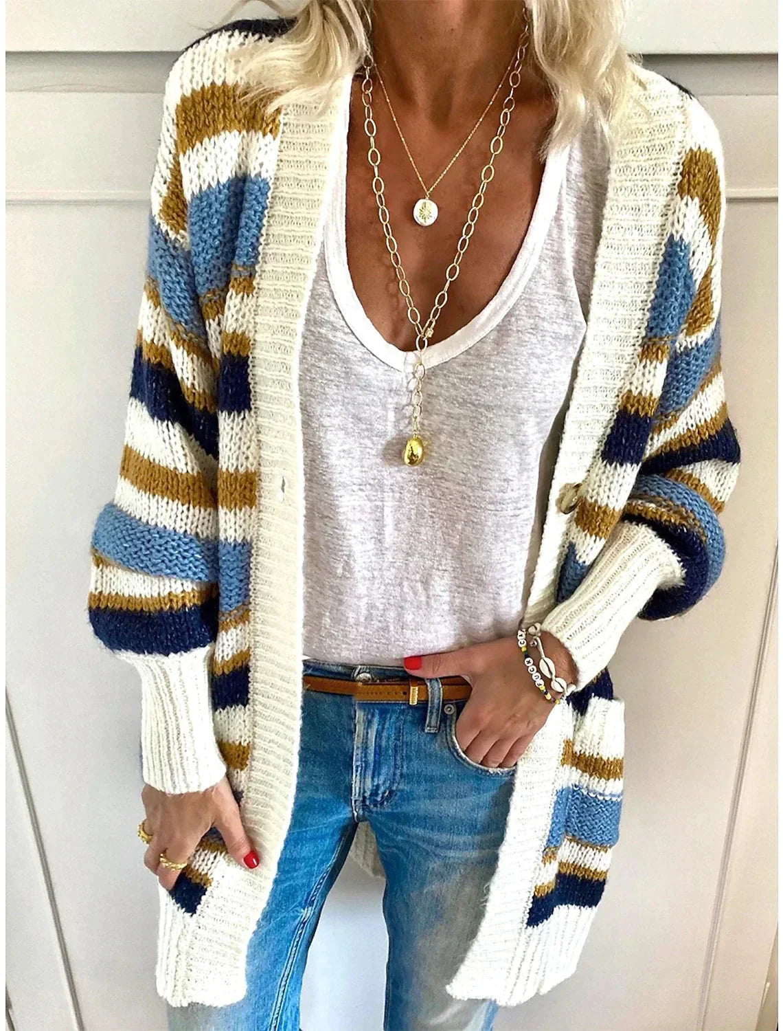 Stilvoller Streifen Cardigan - IdealeKleiden