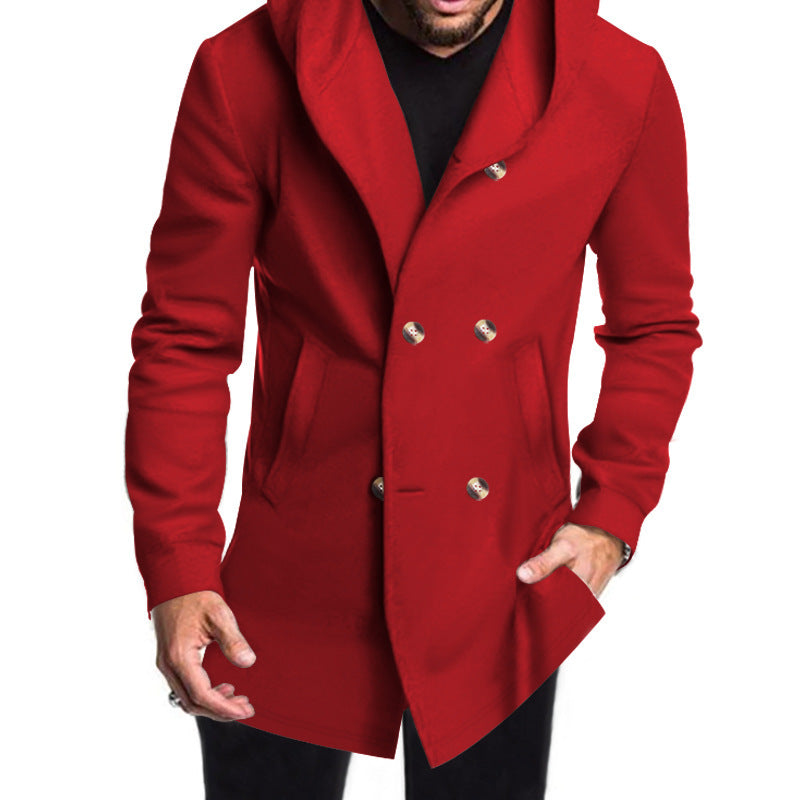 Herren Wintermantel Modern Kapuze Elegant