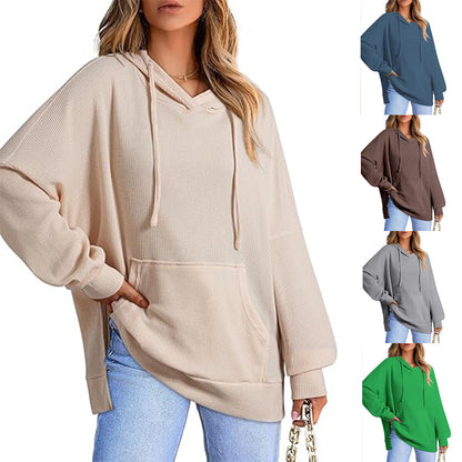 Damen Oversized Pullover Kapuze Weite Passform - IdealeKleiden