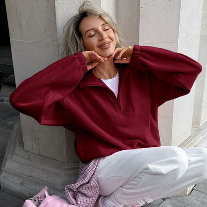 Damen Fleece Pullover Weich und Warm