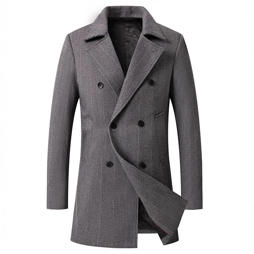 Herren Mantel Doppelreihner Elegantes Herringbone Design - IdealeKleiden