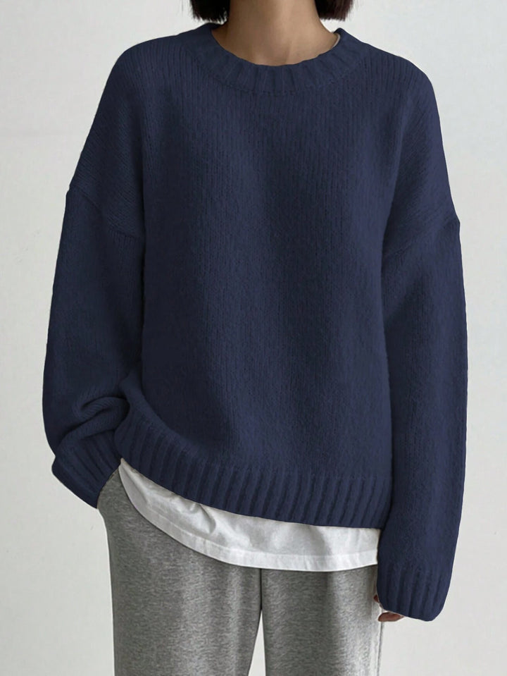 Damen Strickpullover Oversized Rundhals Herbstmode