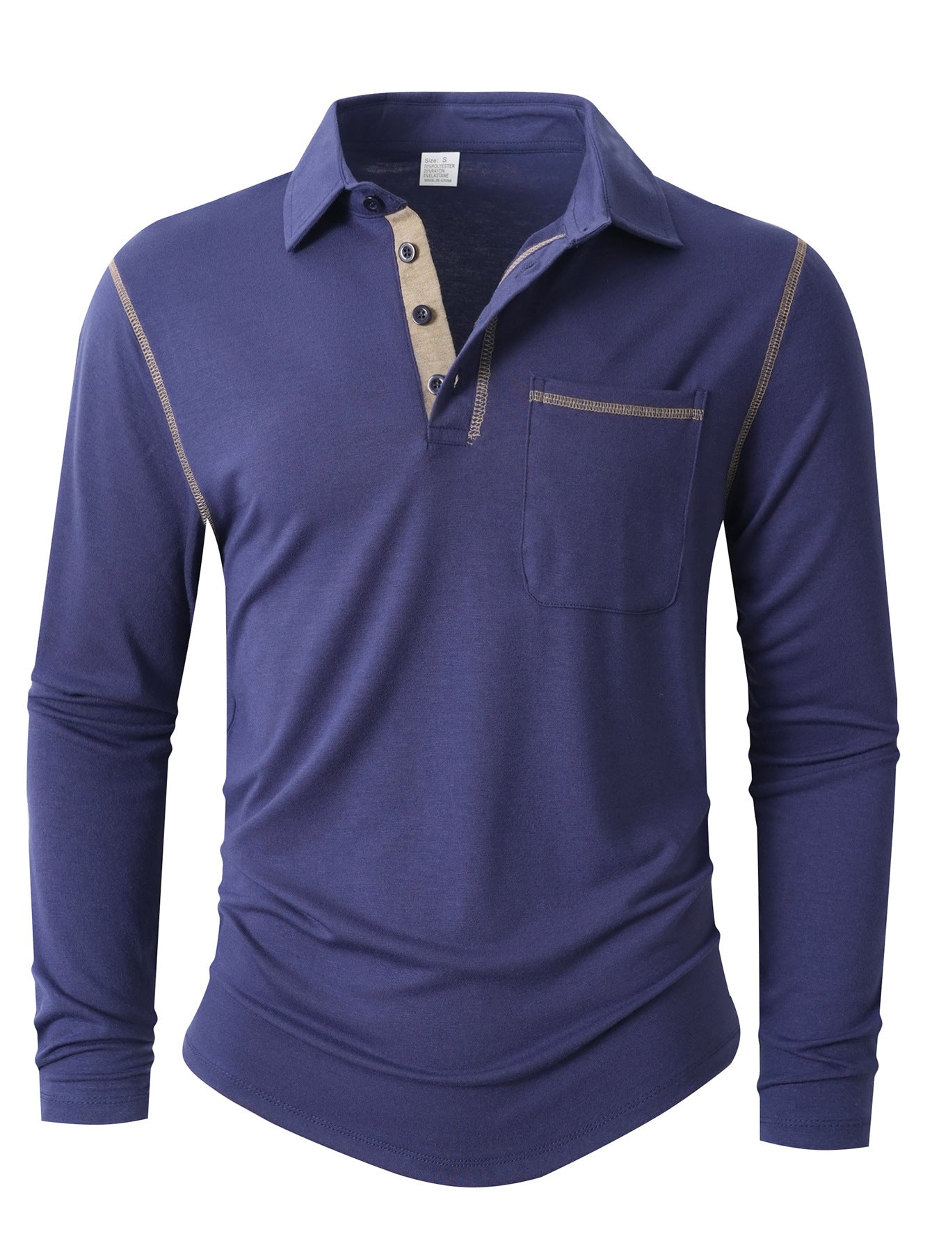 Herren Langarm Poloshirt Elegant Sportlich