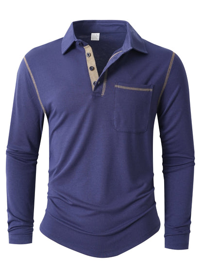 Herren Langarm Poloshirt Elegant Sportlich