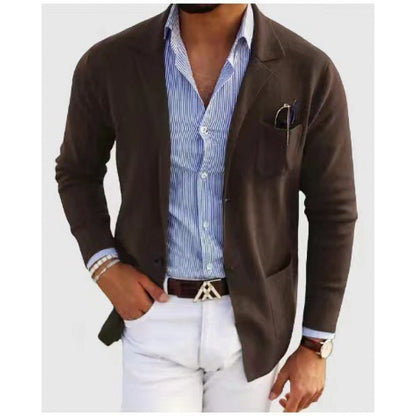 Herren Strickblazer Elegant Mit Praktischen Taschen