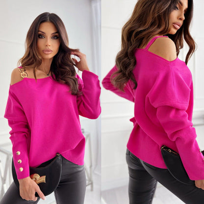 Damen Pullover Schulterfrei Trendig Elegance - IdealeKleiden